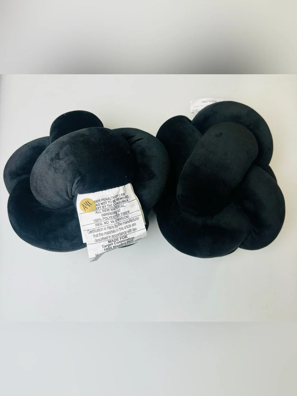 Set of 2 Black Soft Plush Knot Decorative Throw Pillows